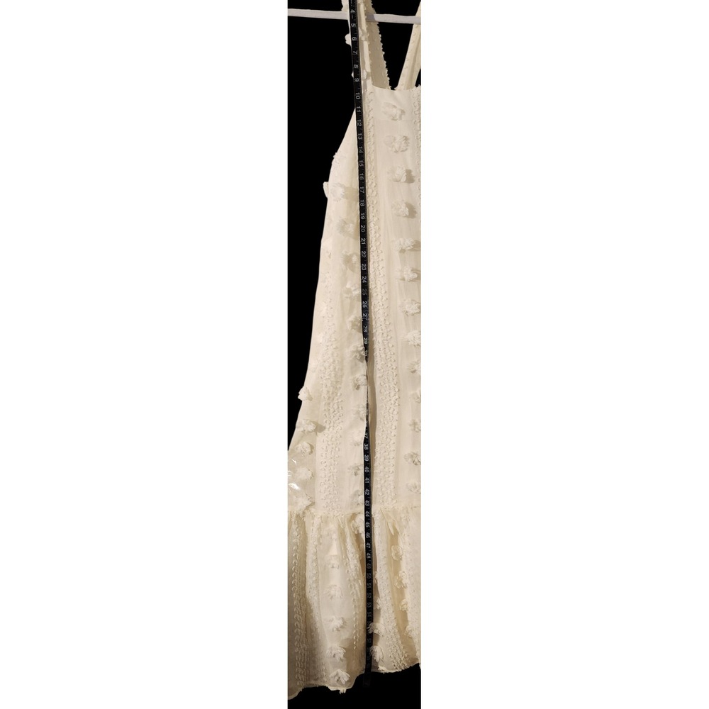 Eloquii White Textured 3D Floral Pom Pom Maxi Dress Size 16 Square Neck Boho - Picture 6 of 7